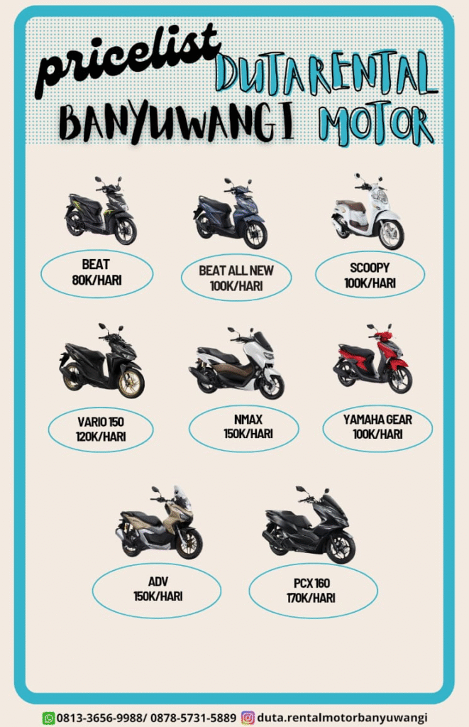 daftar harga rental motor di banyuwangi