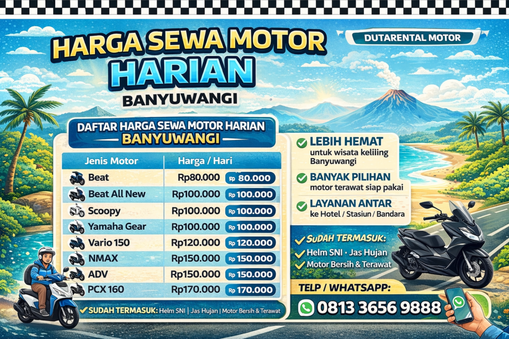 Harga Sewa Motor Harian Banyuwangi